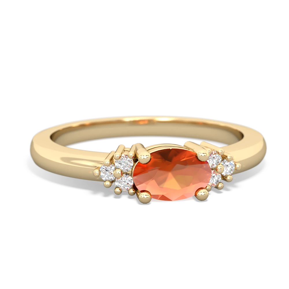 Fire Opal Simply Elegant East-West 14K Yellow Gold ring R2480