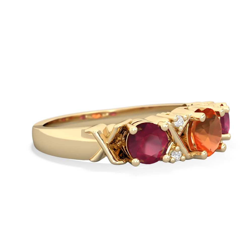 Fire Opal Hugs And Kisses 14K Yellow Gold ring R5016
