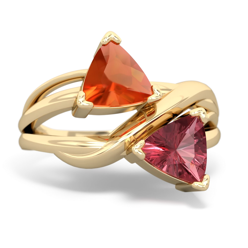 Fire Opal Split Band Swirl 14K Yellow Gold ring R2341