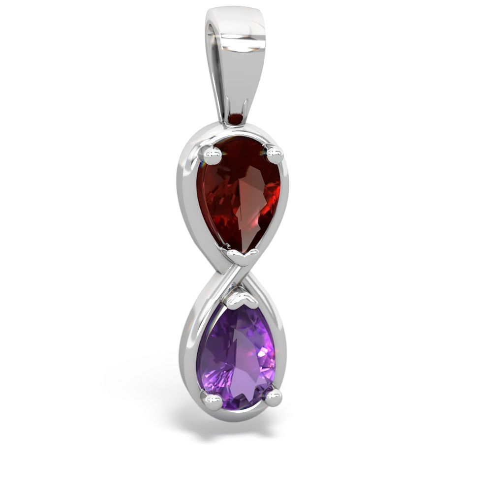 Garnet Infinity 14K White Gold pendant P5050