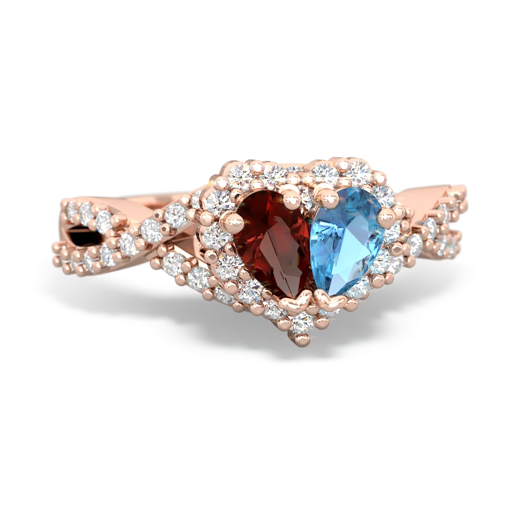Garnet Diamond Twist 'One Heart' 14K Rose Gold ring R2640HRT
