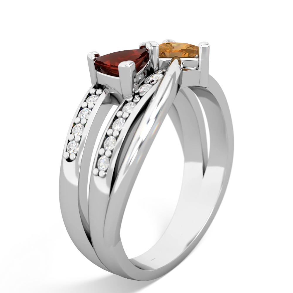 Garnet Bowtie 14K White Gold ring R2360