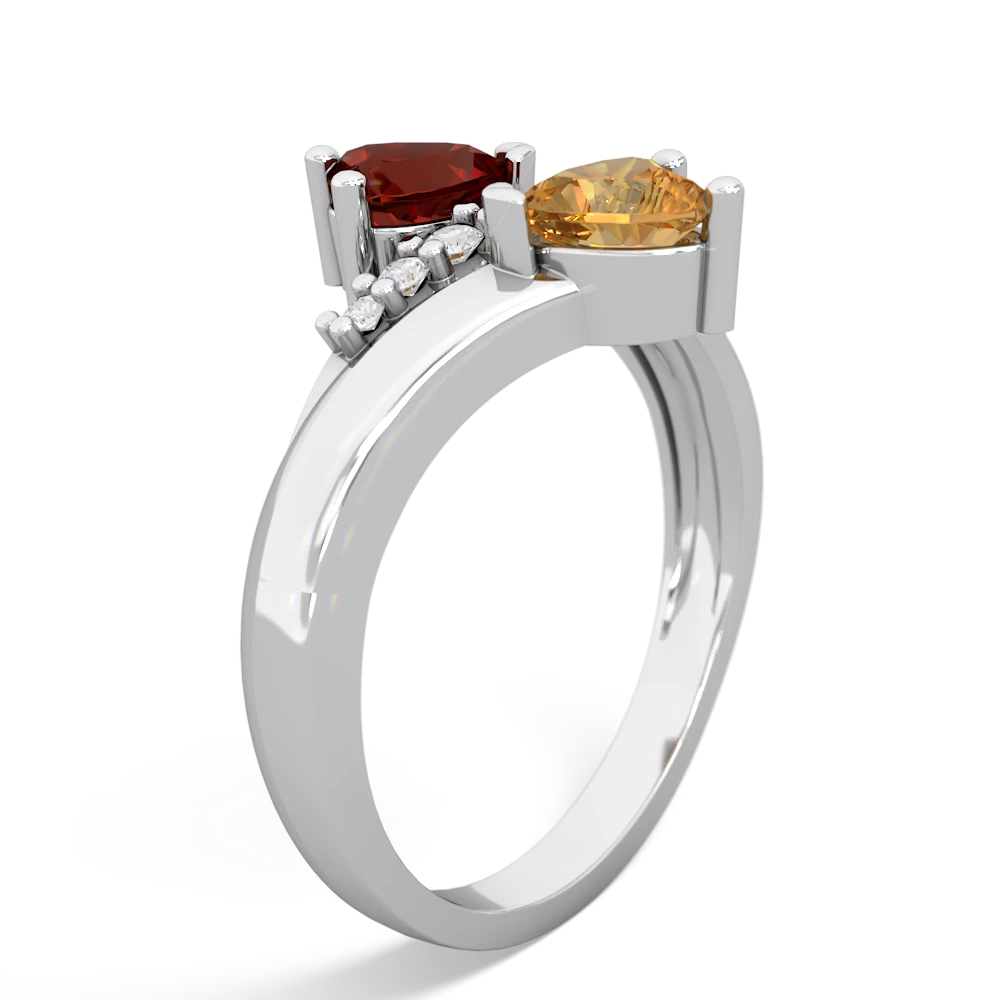 Garnet Heart To Heart 14K White Gold ring R2064