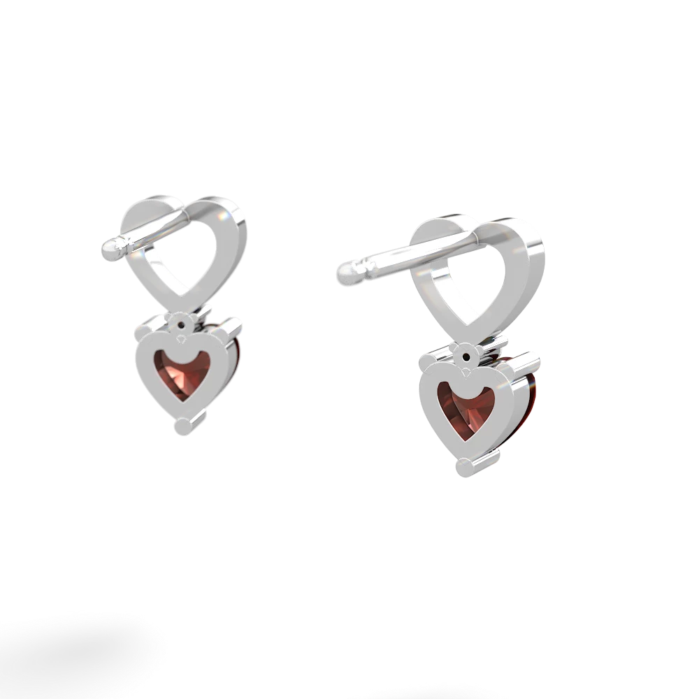 Garnet Four Hearts 14K White Gold earrings E2558