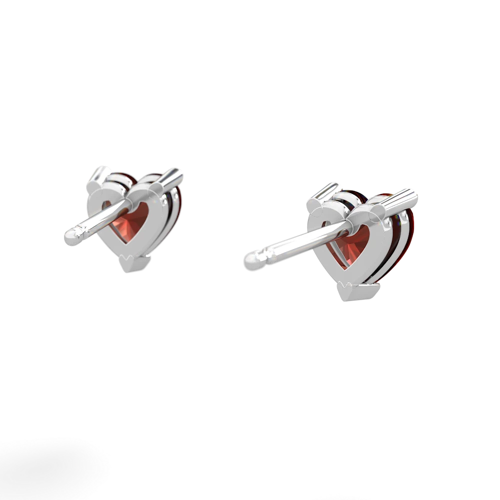 Garnet 5Mm Heart Stud 14K White Gold earrings E1861
