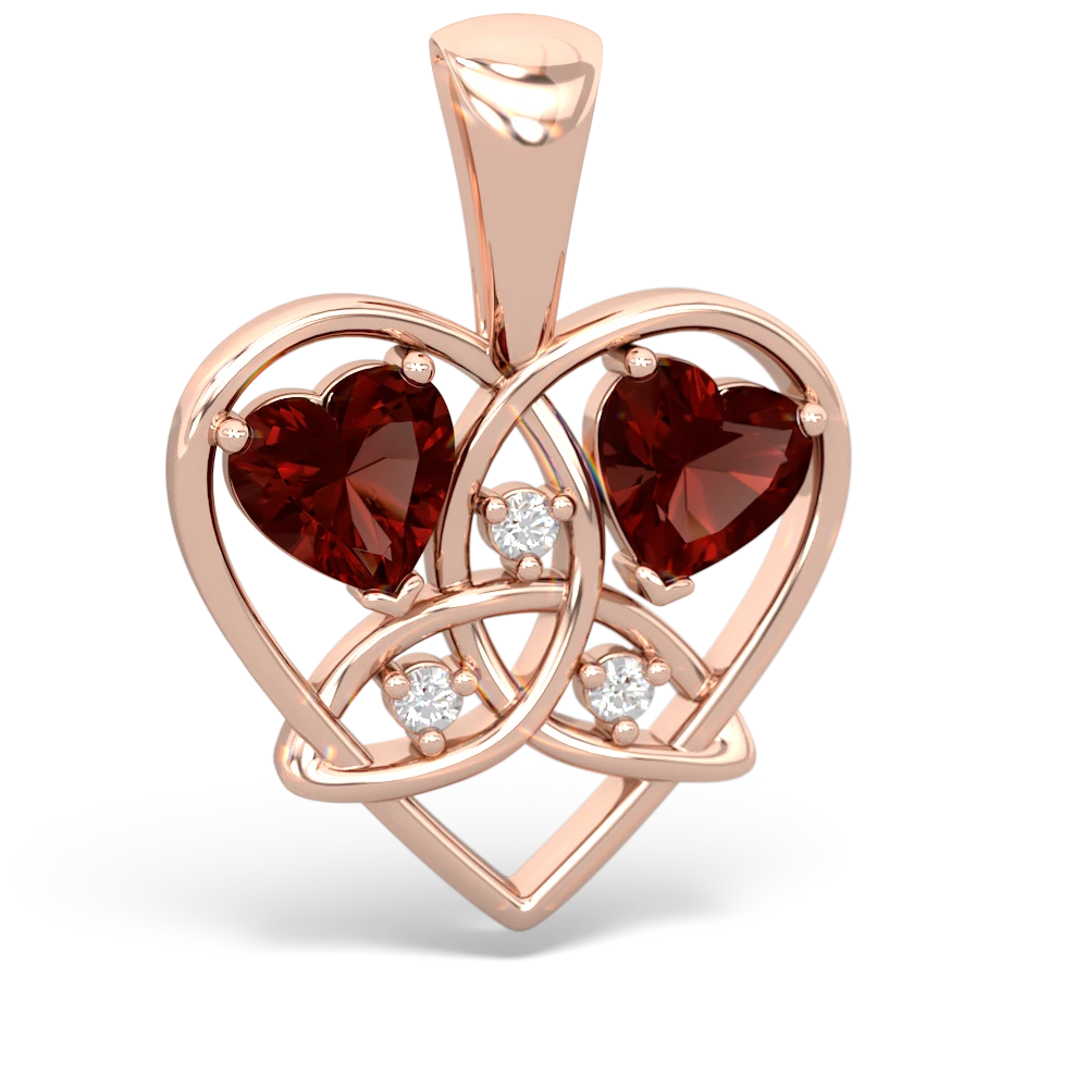 Garnet Celtic Trinity Heart 14K Rose Gold pendant P5331