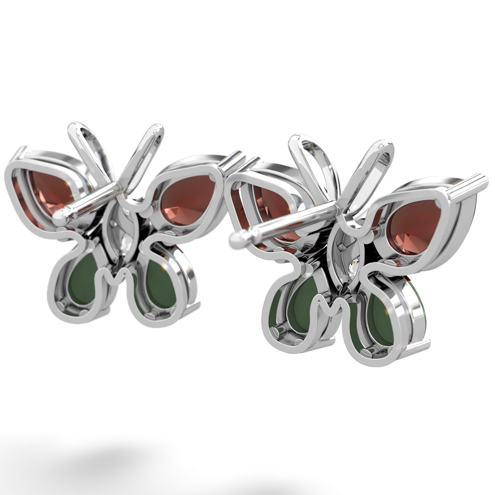 Garnet Butterfly 14K White Gold earrings E2215