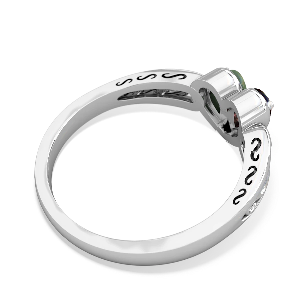 Garnet Filligree 'One Heart' 14K White Gold ring R5070