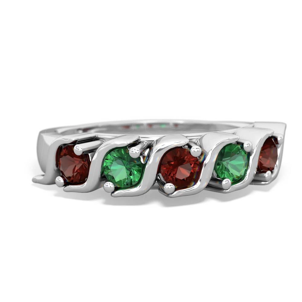 Garnet Anniversary Band 14K White Gold ring R2089