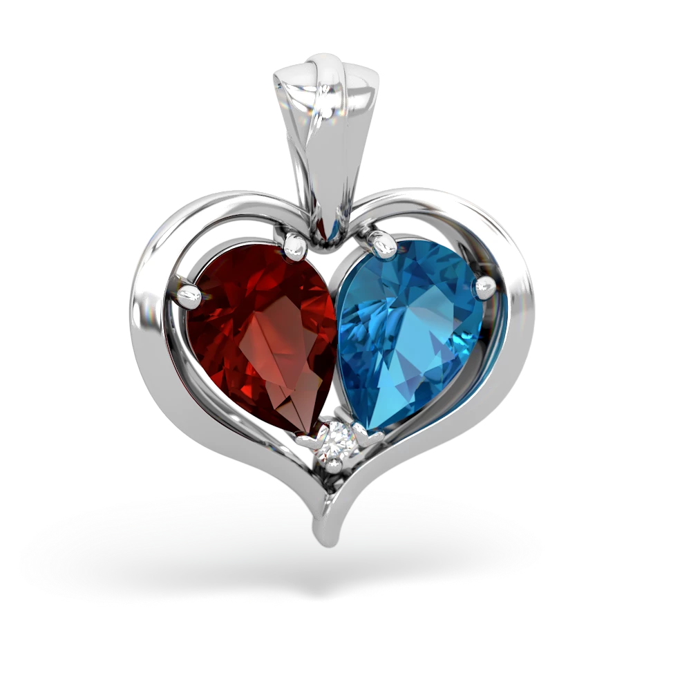 Garnet Two Become One 14K White Gold pendant P5330