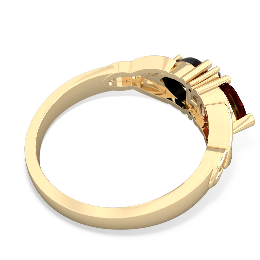 Garnet Celtic Knot Double Heart 14K Yellow Gold ring R5040