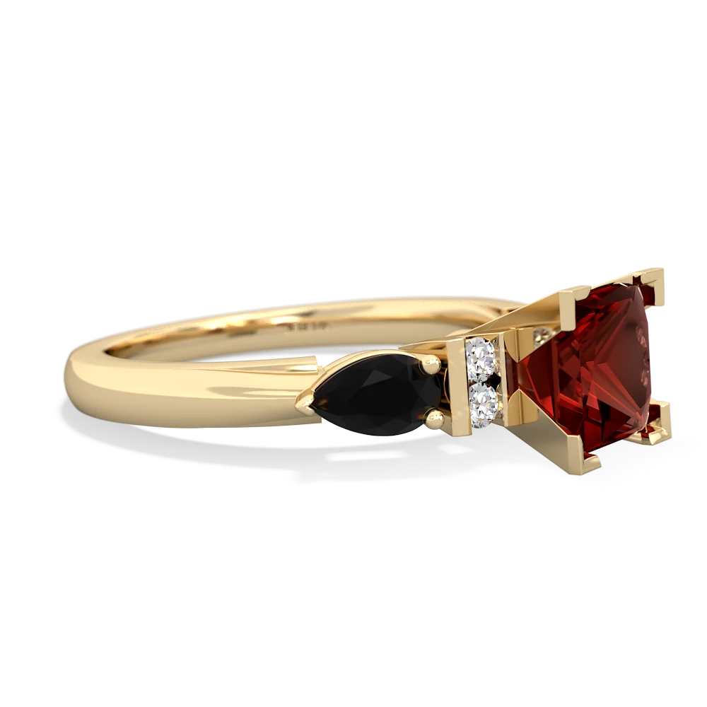 Garnet 6Mm Princess Eternal Embrace Engagement 14K Yellow Gold ring C2002