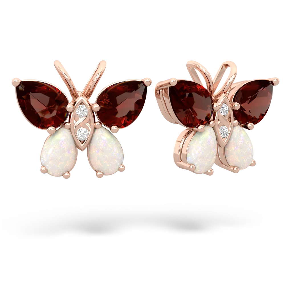 Garnet Butterfly 14K Rose Gold earrings E2215
