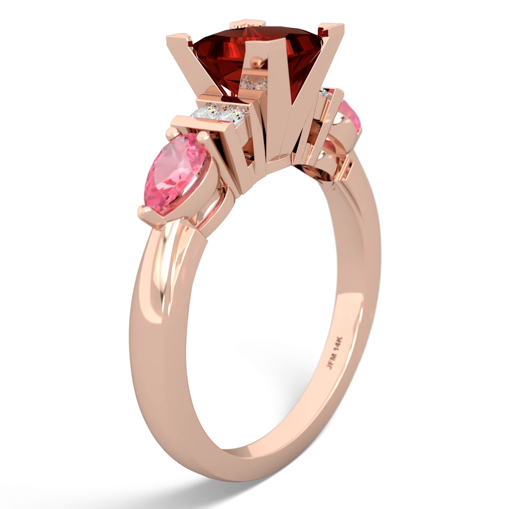 Garnet 6Mm Princess Eternal Embrace Engagement 14K Rose Gold ring C2002