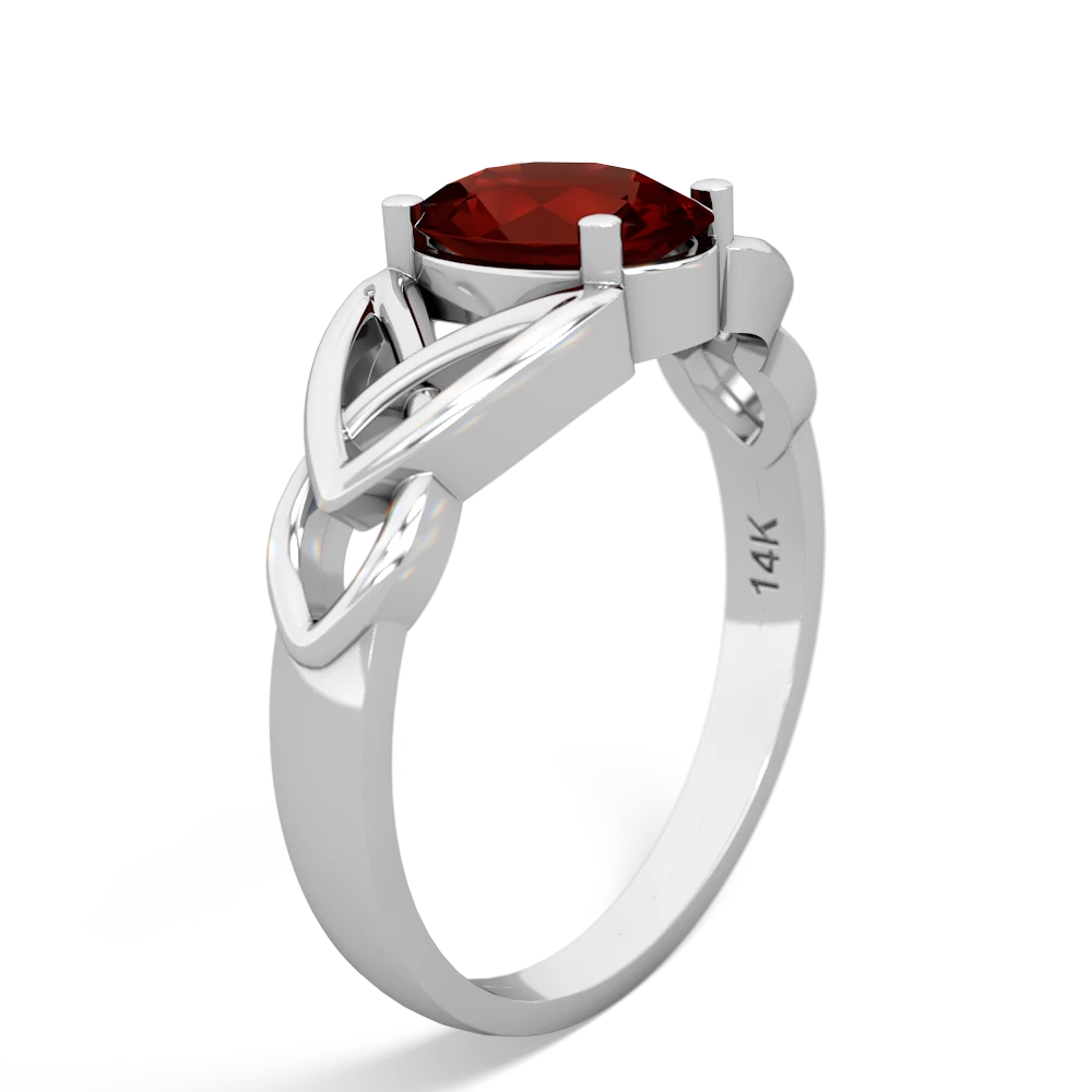 Garnet Celtic Trinity Knot 14K White Gold ring R2389