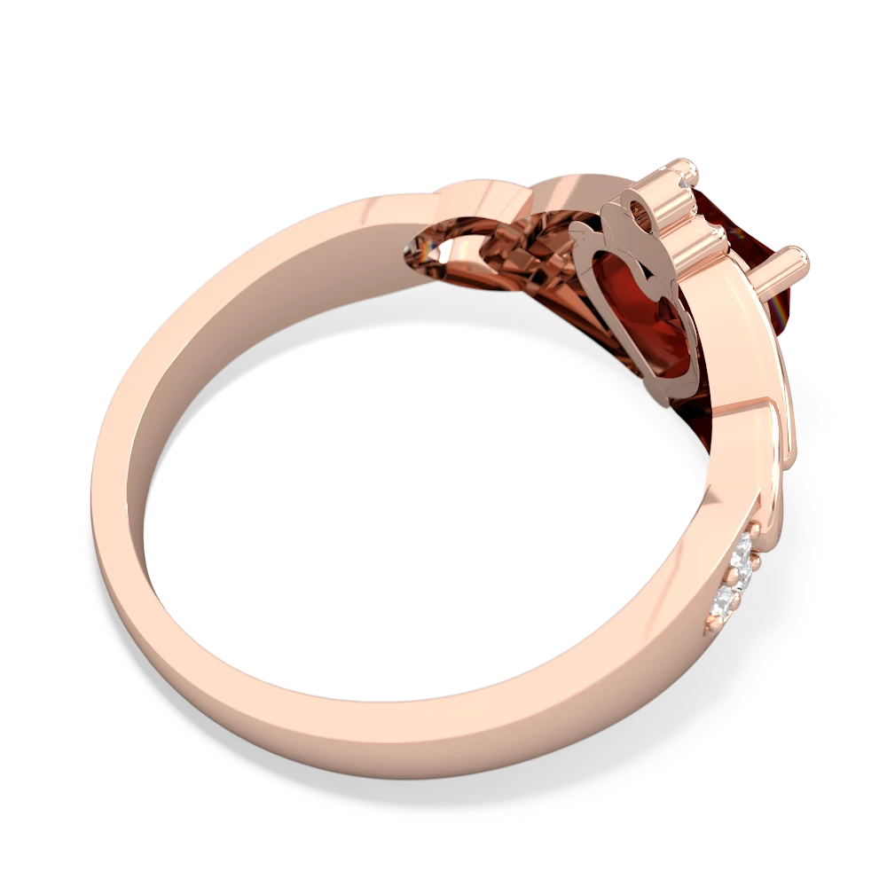 Garnet Claddagh Celtic Knot Diamond 14K Rose Gold ring R5001