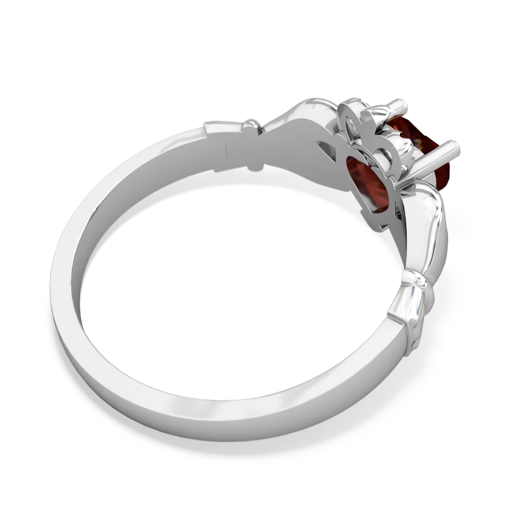 Garnet Claddagh 14K White Gold ring R2370