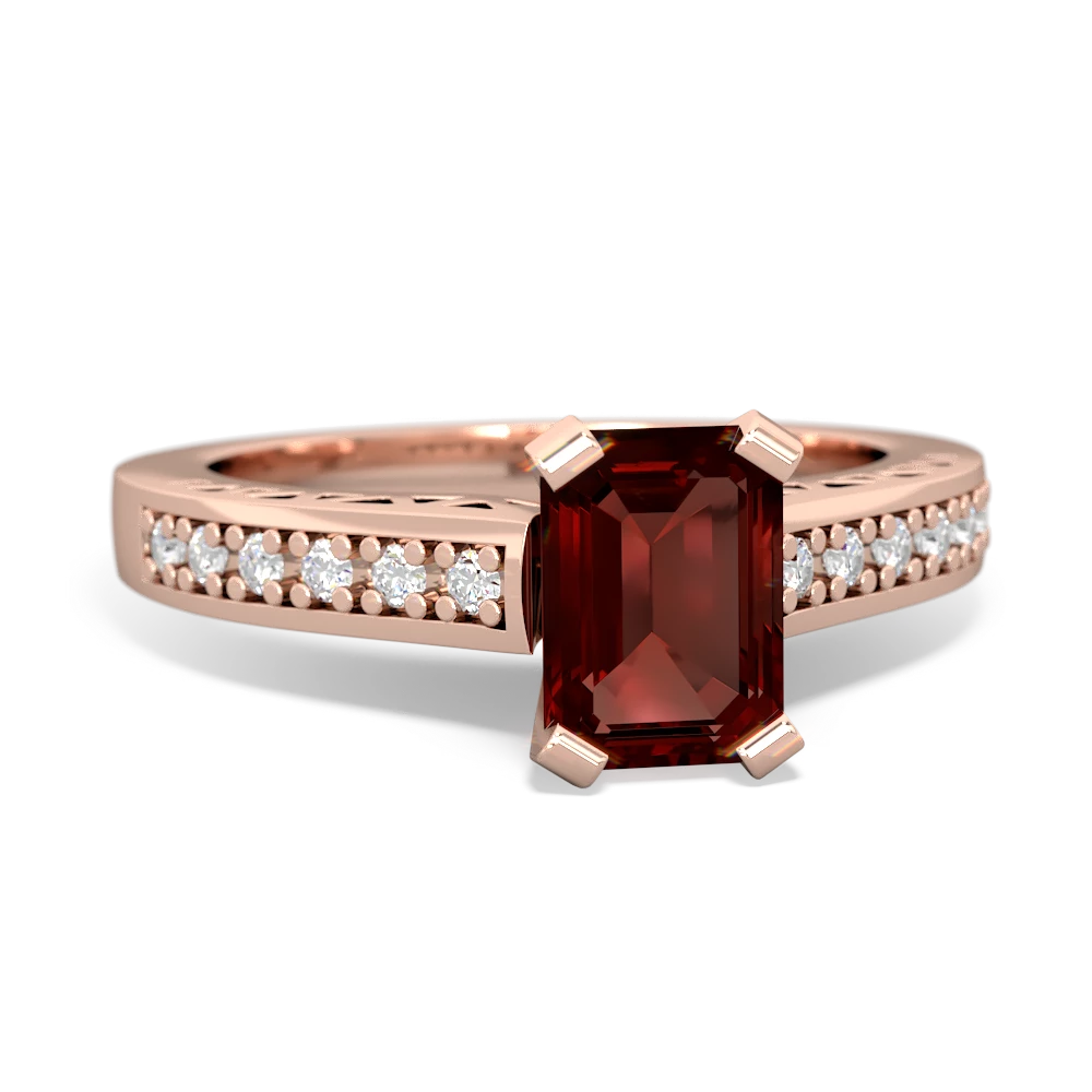Garnet Art Deco Engagement 7X5mm Emerald-Cut 14K Rose Gold ring R26357EM