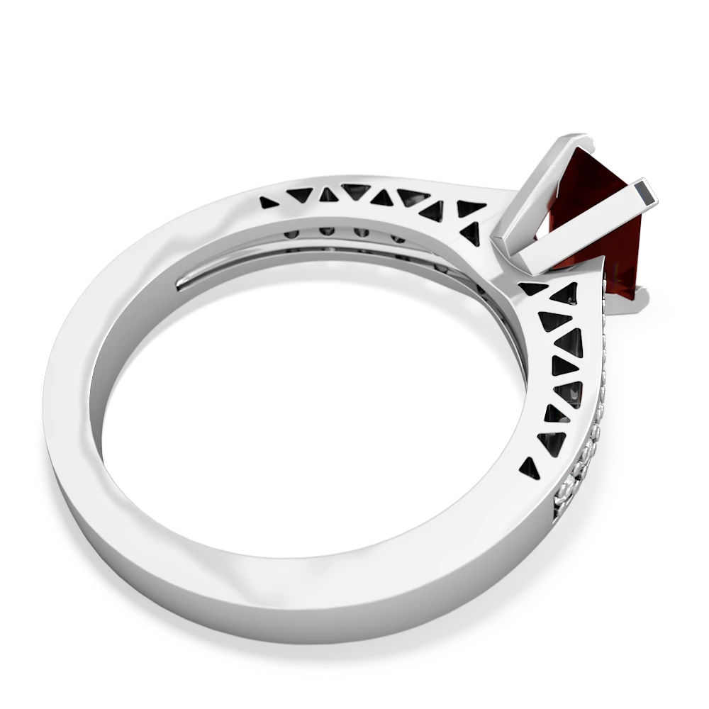 Garnet Art Deco Engagement 7X5mm Emerald-Cut 14K White Gold ring R26357EM