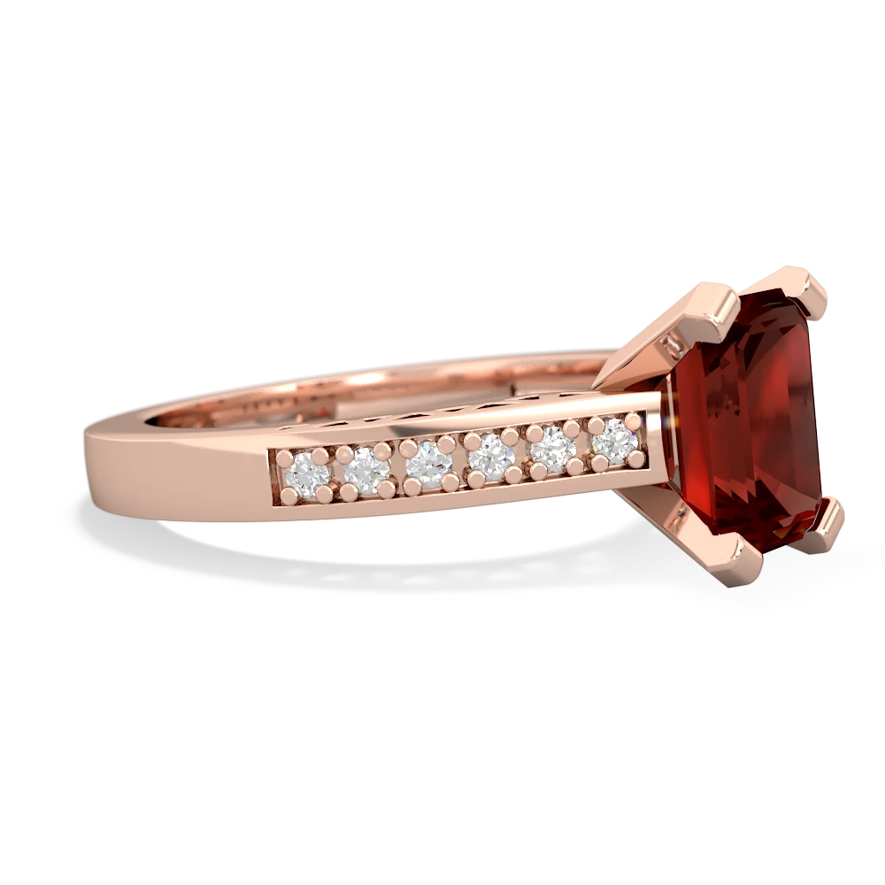 Garnet Art Deco Engagement 8X6mm Emerald-Cut 14K Rose Gold ring R26358EM