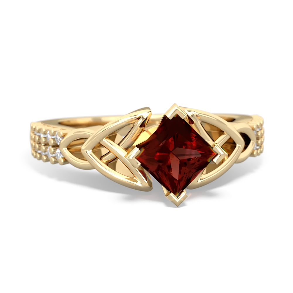 Garnet Celtic Knot 5Mm Square Engagement 14K Yellow Gold ring R26445SQ