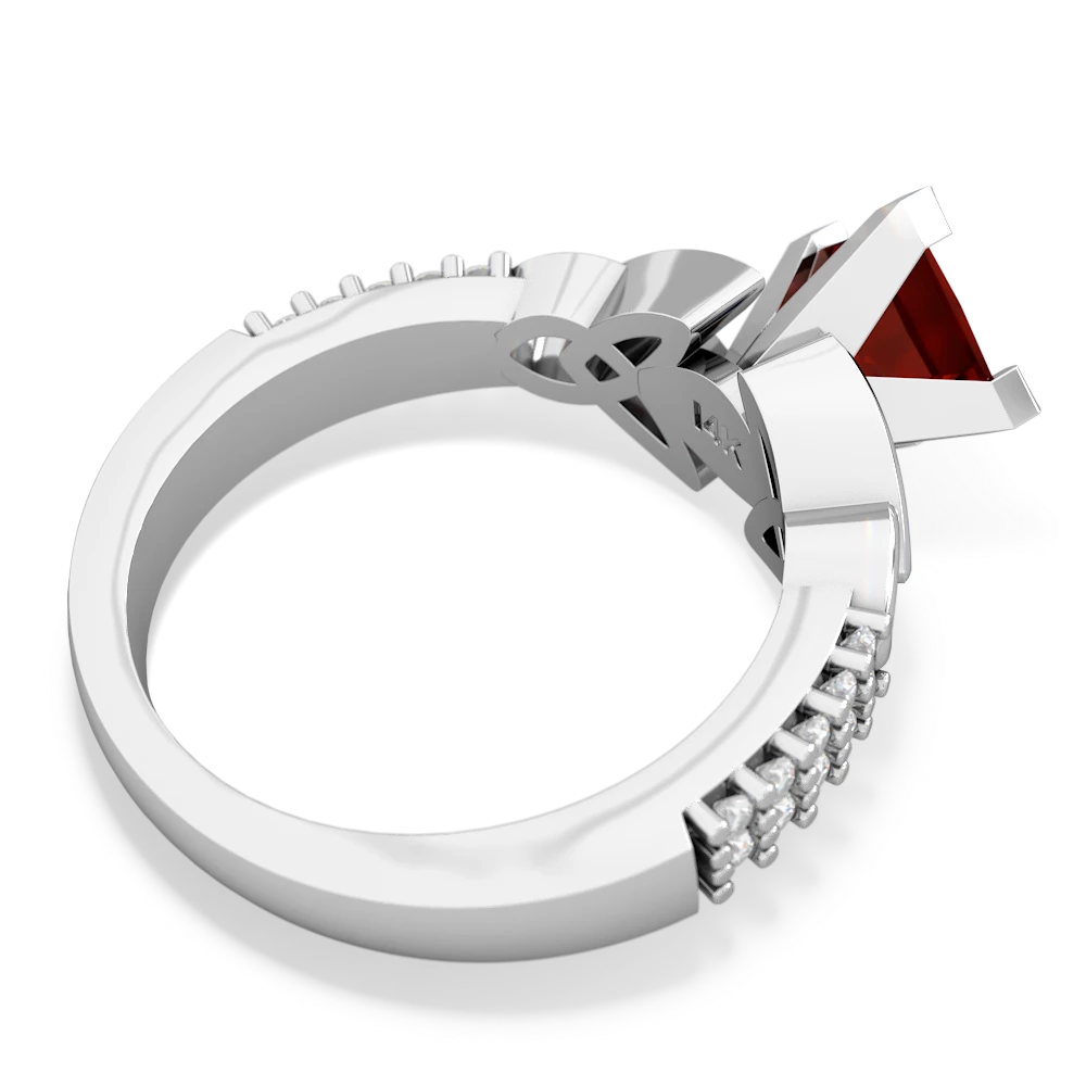 Garnet Celtic Knot 6Mm Princess Engagement 14K White Gold ring R26446SQ