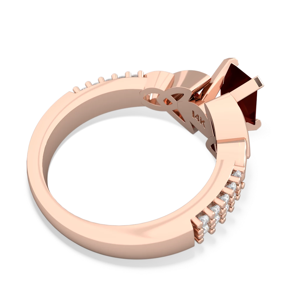 Garnet Celtic Knot 7X5 Emerald-Cut Engagement 14K Rose Gold ring R26447EM
