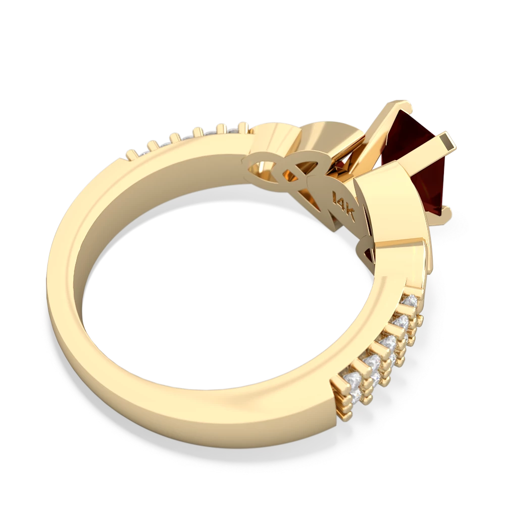 Garnet Celtic Knot 7X5 Emerald-Cut Engagement 14K Yellow Gold ring R26447EM