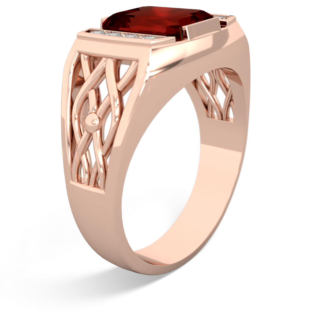 Garnet Men's Vine 14K Rose Gold ring R0490