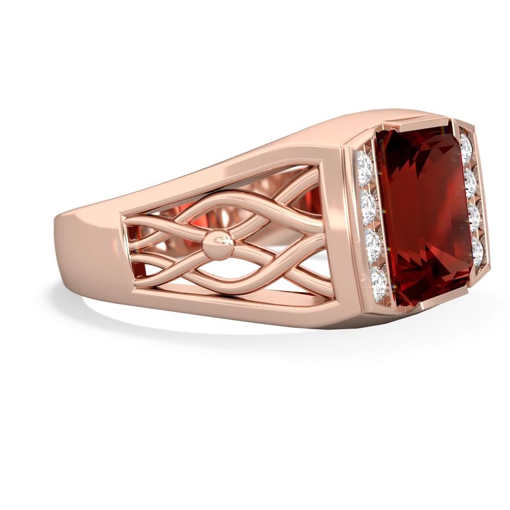 Garnet Men's Vine 14K Rose Gold ring R0490