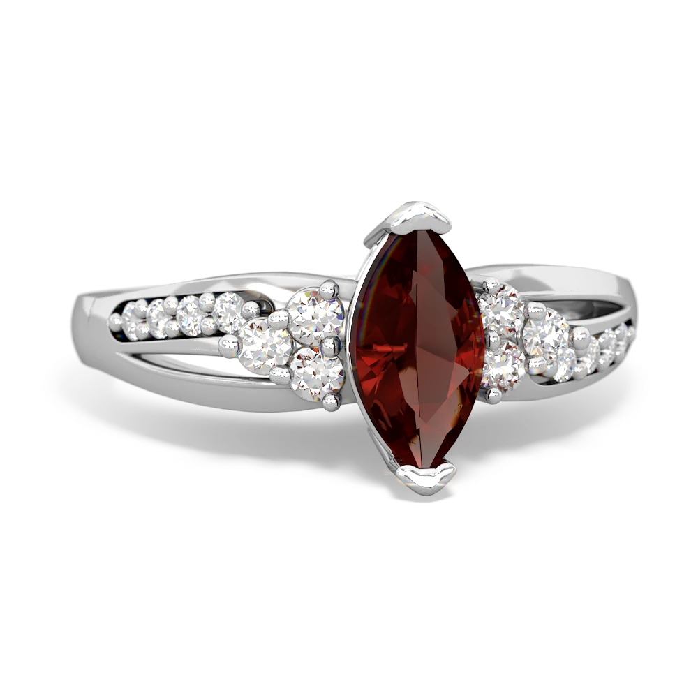Garnet Royal Marquise 14K White Gold ring R2343