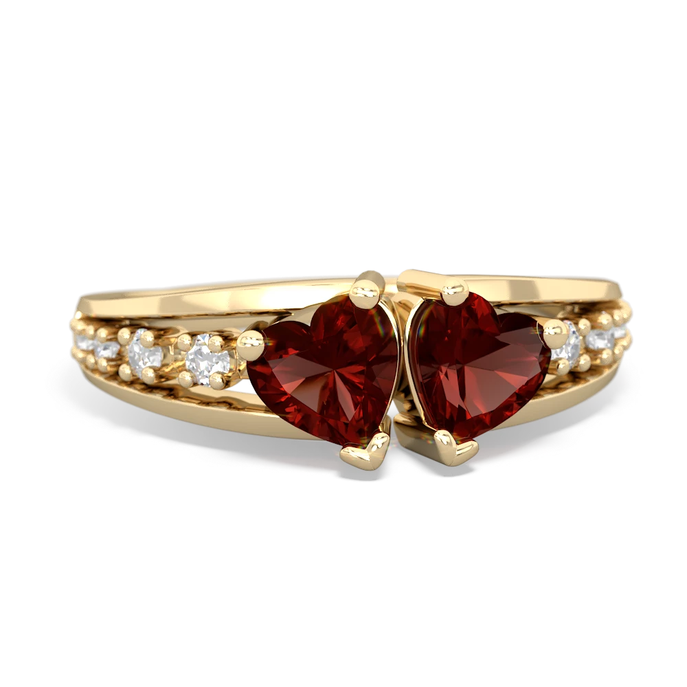 Garnet Heart To Heart 14K Yellow Gold ring R3342