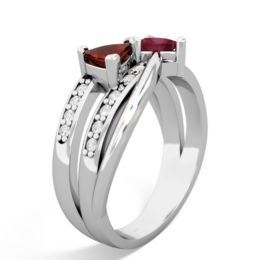 Garnet Bowtie 14K White Gold ring R2360