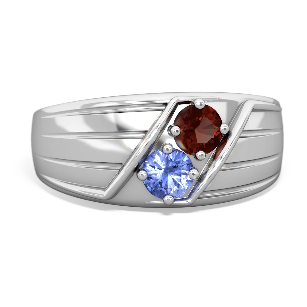 Garnet Men's Streamline 14K White Gold ring R0460