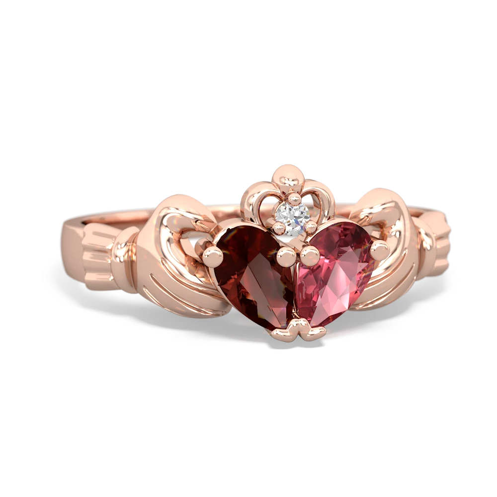 Garnet 'Our Heart' Claddagh 14K Rose Gold ring R2388