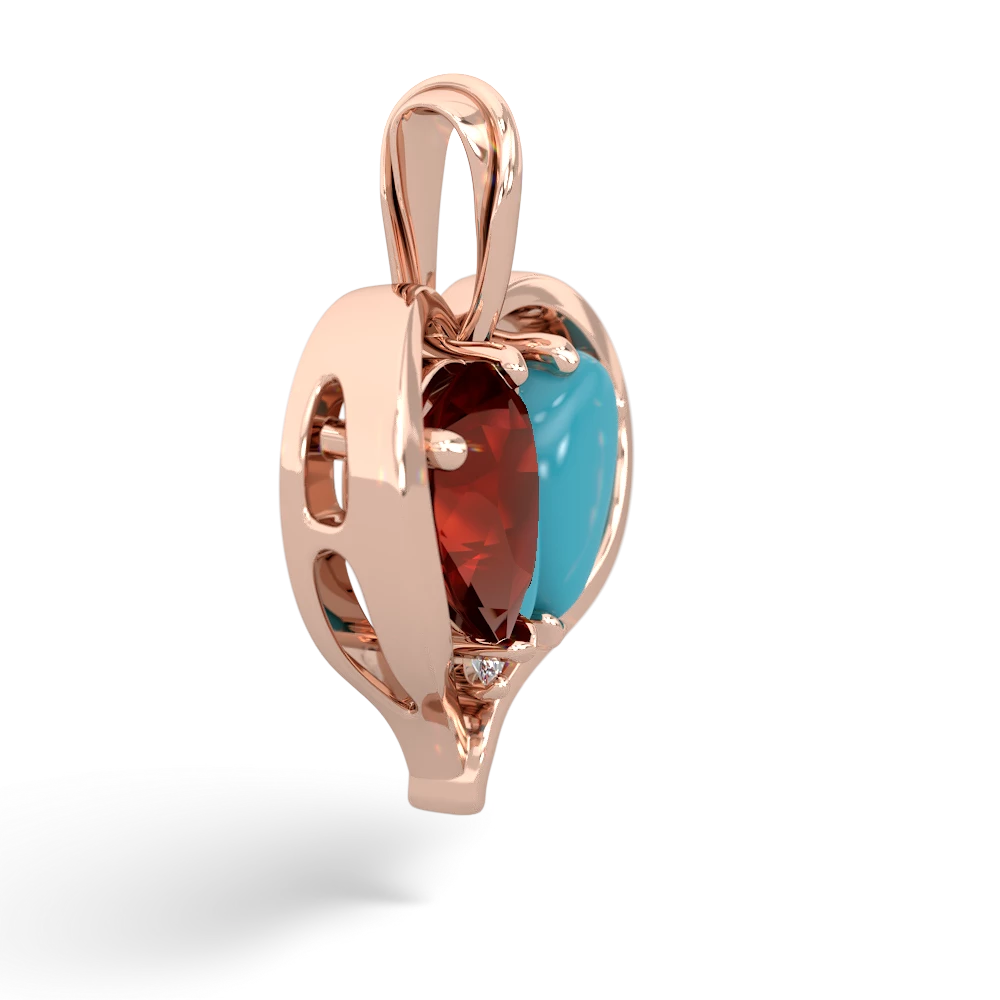 Garnet Two Become One 14K Rose Gold pendant P5330