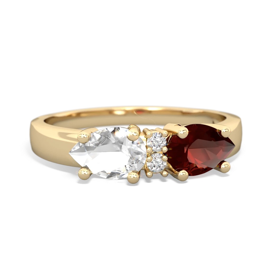 Garnet Pear Bowtie 14K Yellow Gold ring R0865