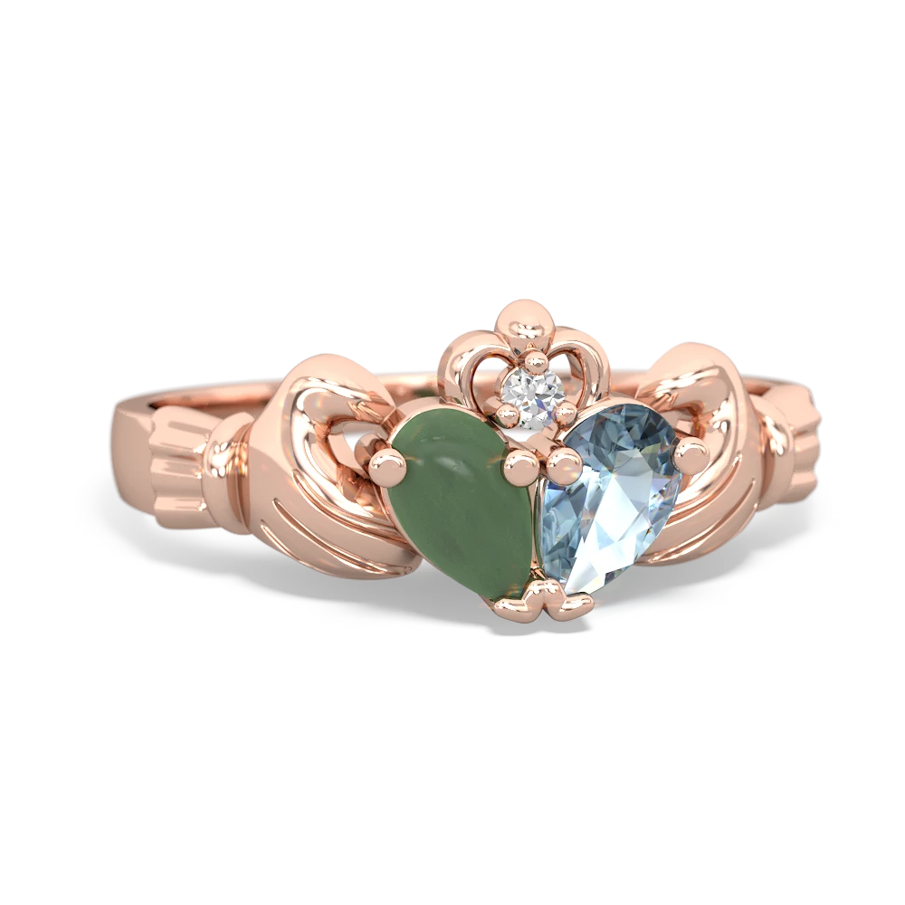 Jade 'Our Heart' Claddagh 14K Rose Gold ring R2388
