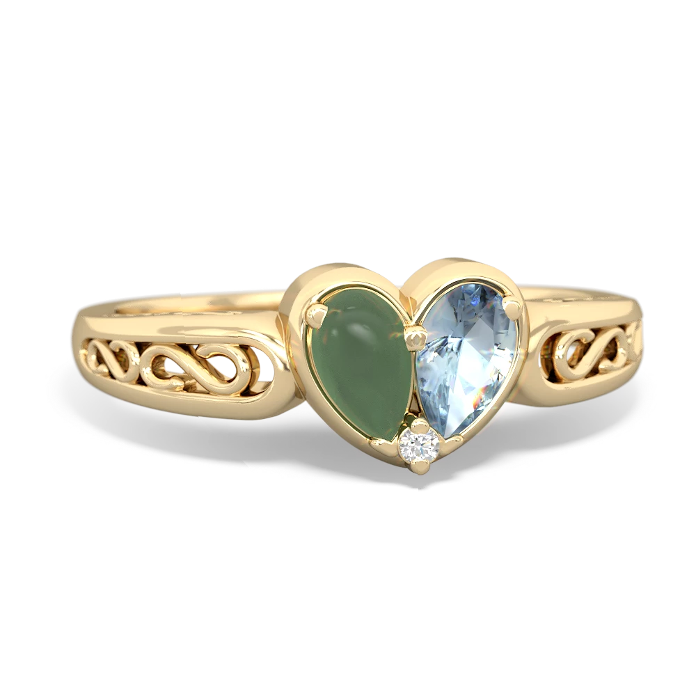 Jade Filligree 'One Heart' 14K Yellow Gold ring R5070