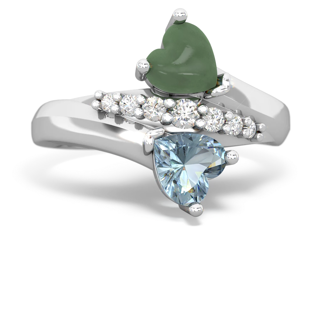 Jade Heart To Heart 14K White Gold ring R2064