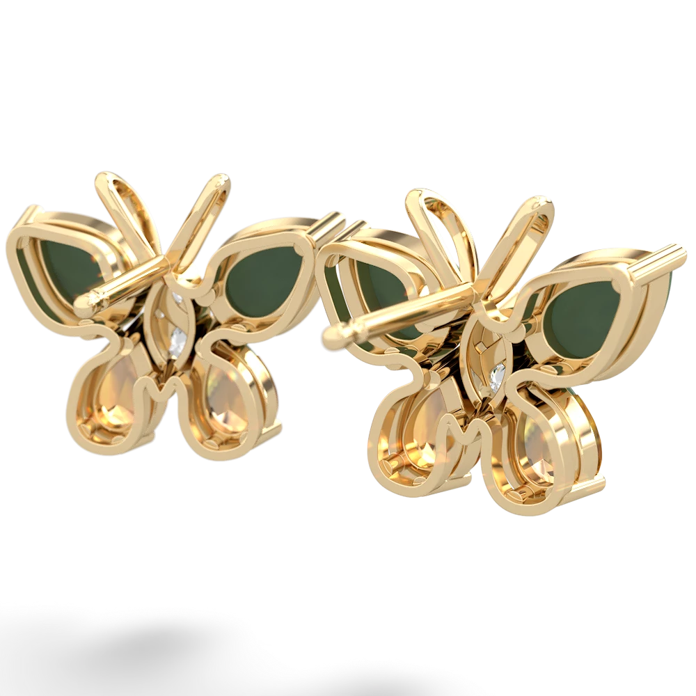 Jade Butterfly 14K Yellow Gold earrings E2215