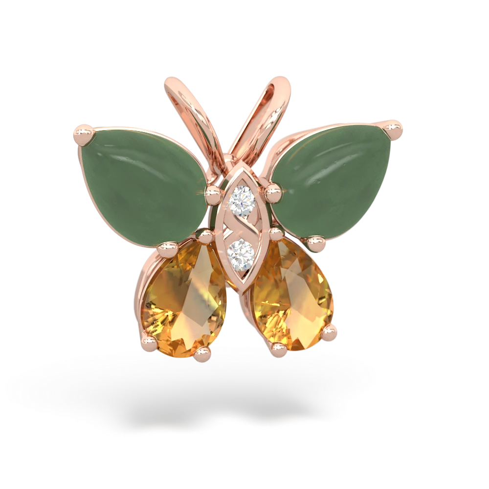 Jade Butterfly 14K Rose Gold pendant P2215