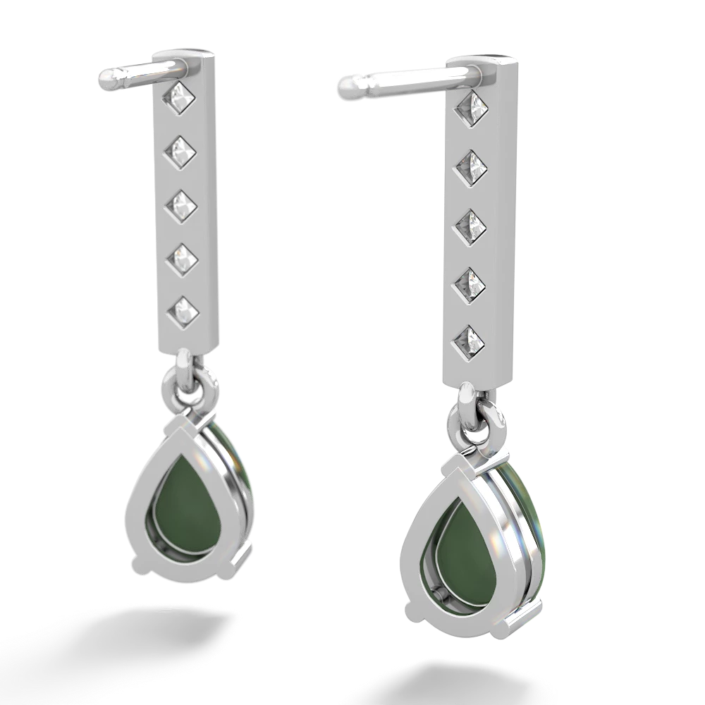 Jade Art Deco Diamond Drop 14K White Gold earrings E5324