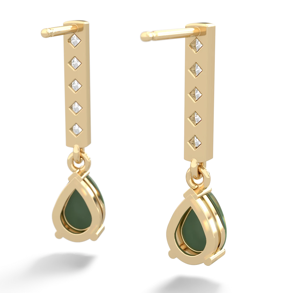 Jade Art Deco Diamond Drop 14K Yellow Gold earrings E5324
