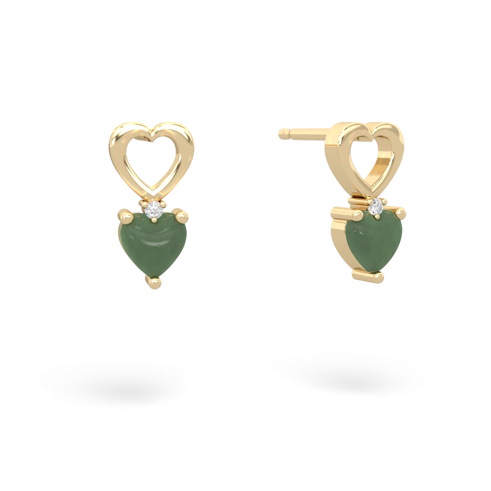 Jade Four Hearts 14K Yellow Gold earrings E2558
