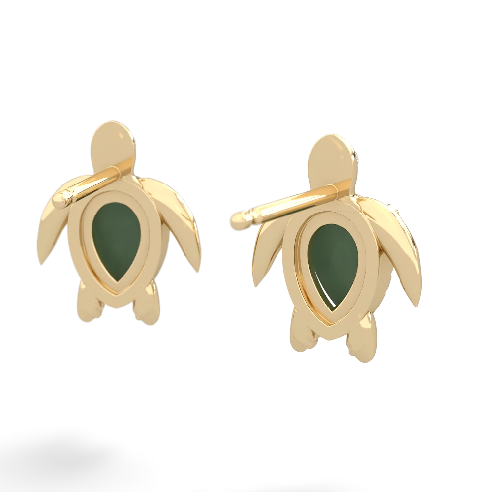Jade Baby Sea Turtle 14K Yellow Gold earrings E5241