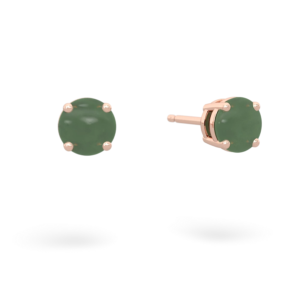 Jade 5Mm Round Stud 14K Rose Gold earrings E1785