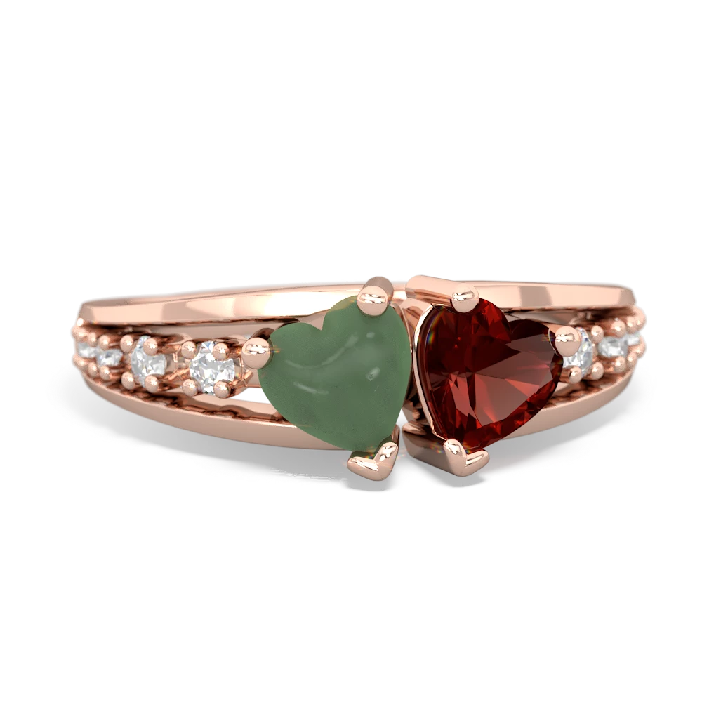 Jade Heart To Heart 14K Rose Gold ring R3342