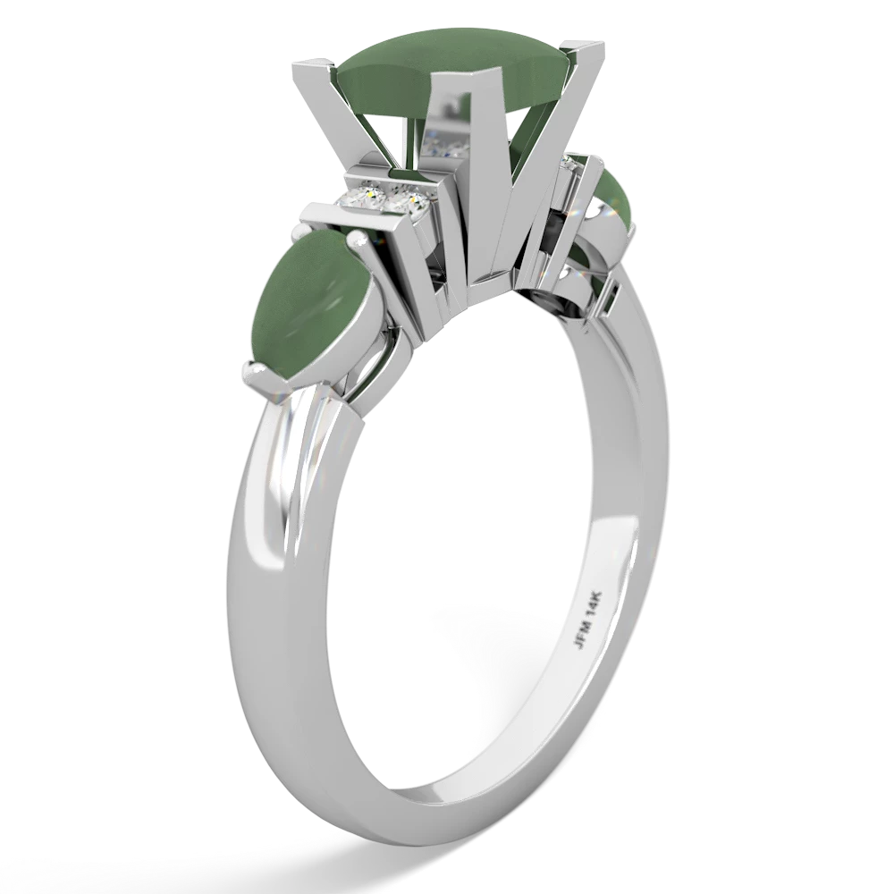 Smoky Quartz 6Mm Princess Eternal Embrace Engagement 14K White Gold ring C2002