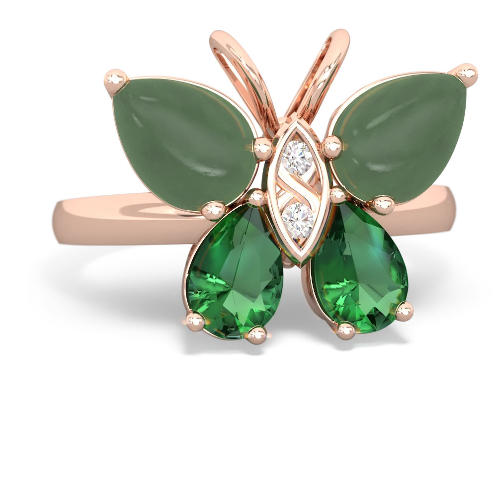 Jade Butterfly 14K Rose Gold ring R2215